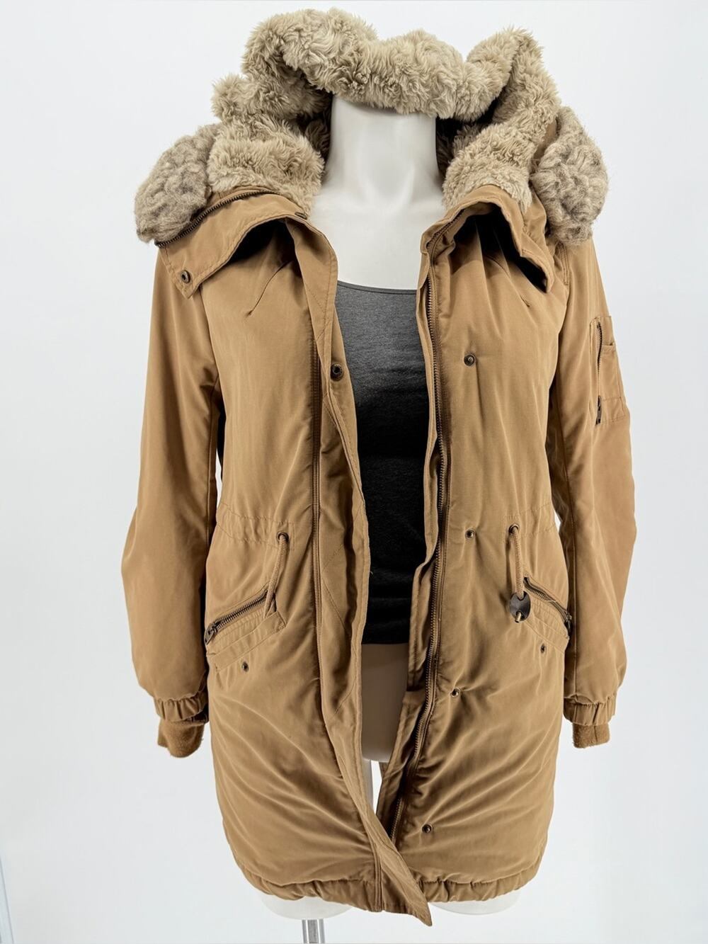 h&M Parka Hood Coat bulky mid-length small size 6